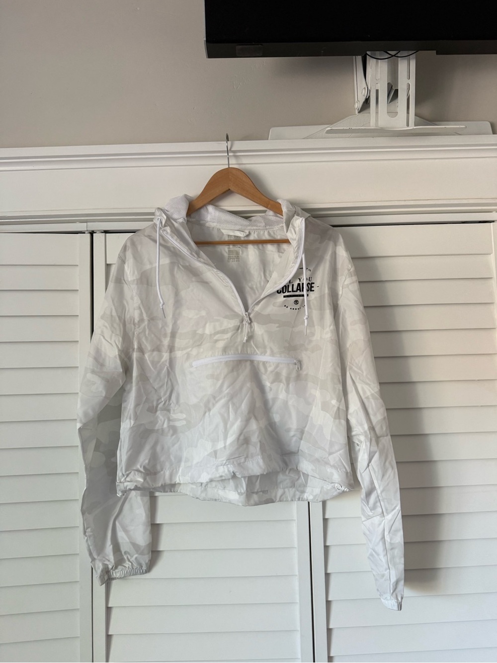 Til You Collapse White Mesh-Lined Pullover Jacket